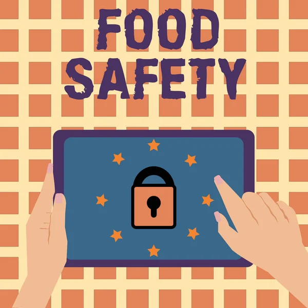 Writing note showing Food Safety. Business photo showcasing Conditions and practices that preserve the quality of food — Stock Photo, Image