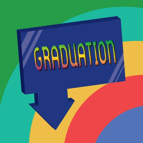 Sinal de texto mostrando Graduação. Foto conceitual Receber ou conferir certificado de diploma de grau acadêmico — Fotografia de Stock