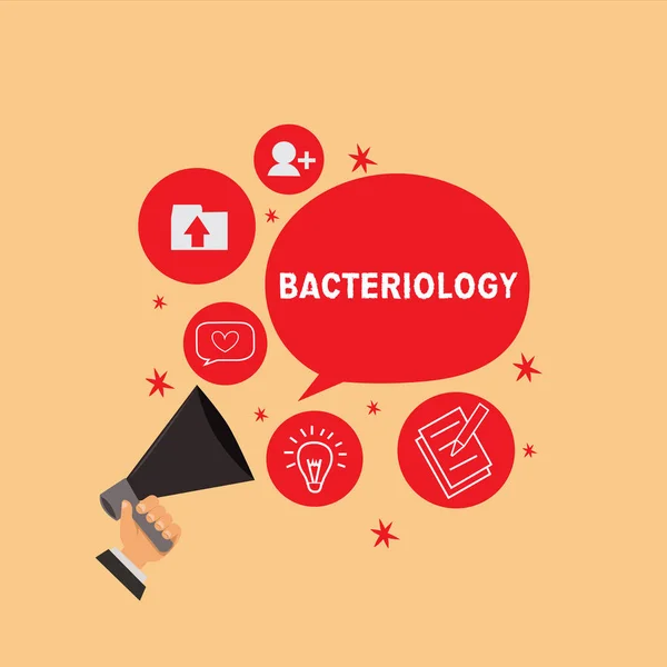 Handgeschreven tekst schrijven bacteriologie. Begrip betekenis tak van microbiologie omgaan met bacteriën en hun toepassingen — Stockfoto