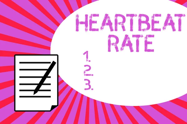 Escritura a mano del texto Heartbeat Rate. Concepto significado medido por número de veces que el corazón se contrae por minuto — Foto de Stock