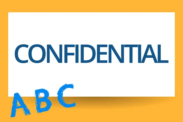 Text sign showing Confidential. Conceptual photo Something intended to be kept as a secret Private information — Stock Photo, Image