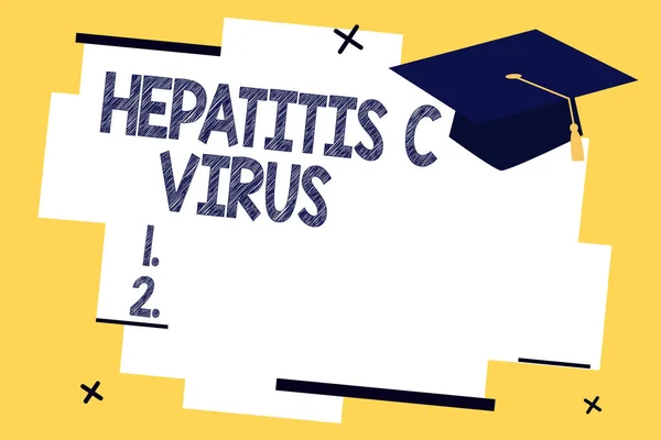 Textzeichen mit Hepatitis-C-Virus. Foto-Infektionserreger, der virale Hepatitis verursacht — Stockfoto