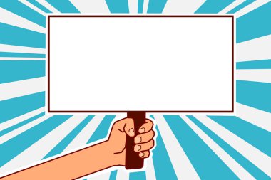 Düz tasarım iş illüstrasyon kavramı dijital pazarlama iş holding megafon için Web sitesi ve promosyon afiş. Çizgi film insan eli holding megafon. Sosyal medya kavramı.