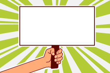 Düz tasarım iş illüstrasyon kavramı dijital pazarlama iş holding megafon için Web sitesi ve promosyon afiş. Çizgi film insan eli holding megafon. Sosyal medya kavramı.