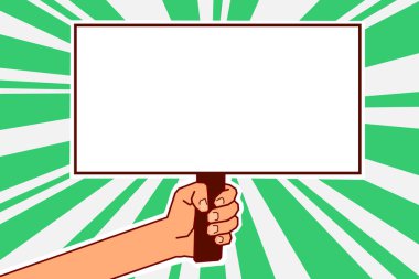 Düz tasarım iş illüstrasyon kavramı dijital pazarlama iş holding megafon için Web sitesi ve promosyon afiş. Çizgi film insan eli holding megafon. Sosyal medya kavramı