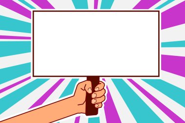 Düz tasarım iş illüstrasyon kavramı dijital pazarlama iş holding megafon için Web sitesi ve promosyon afiş. Çizgi film insan eli holding megafon. Sosyal medya kavramı.