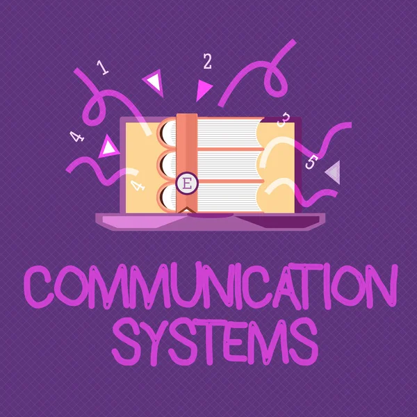 Escritura a mano Sistemas de comunicación. Concepto que significa Flujo de uso de información de la máquina para transmitir señales — Foto de Stock
