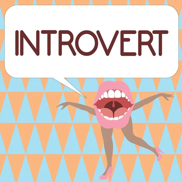 Sinal de texto mostrando Introvert. Foto conceitual tendem a ser virada para dentro ou focado pensamentos mais internos — Fotografia de Stock