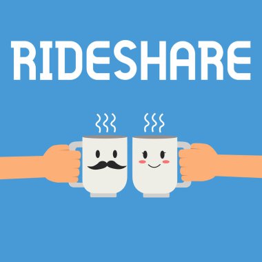 Rideshare gösterilen Not yazma. İş fotoğraf vitrine paylaşım sürmek veya ulaşım Carpool Online taksi hizmeti