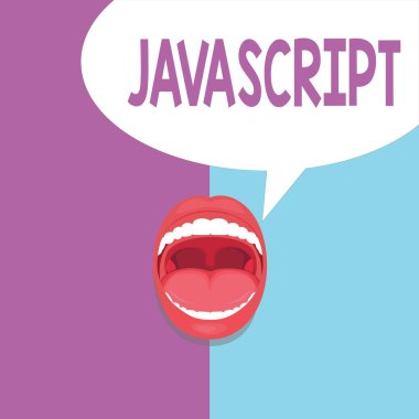 JavaScript gösterilen metin işareti. Kavramsal fotoğraf etkileşimli efektler oluşturmak için kullanılan bilgisayar programlama dili