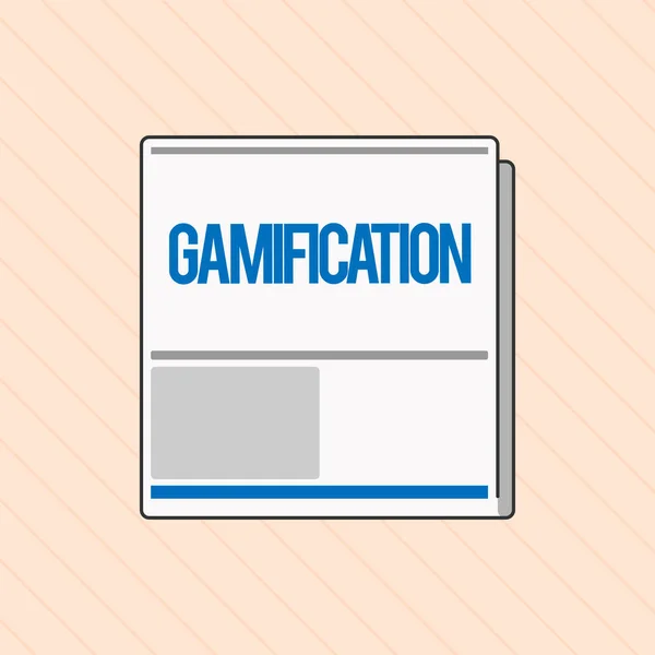 쓰기 텍스트 Gamification 단어. 응용 프로그램의 다른 영역으로 게임의 전형적인 요소에 대 한 비즈니스 개념 — 스톡 사진