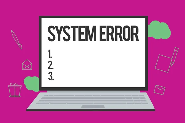 概念的な手書きのシステム エラーを表示します。ビジネス写真テキスト技術障害ソフトウェア崩壊クラッシュ情報の損失 — ストック写真