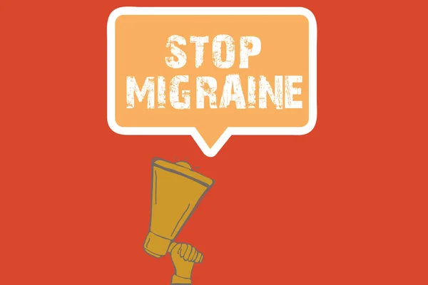 Texte indiquant Stop Migraine. Photo conceptuelle Prévenir l'attaque complète des maux de tête Retrait de caféine — Photo