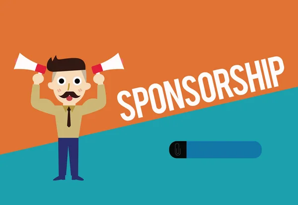 Tekst teken weergegeven: sponsoring. Conceptuele foto positie van een sponsor wordt financiële steun verlenen voor activiteiten — Stockfoto