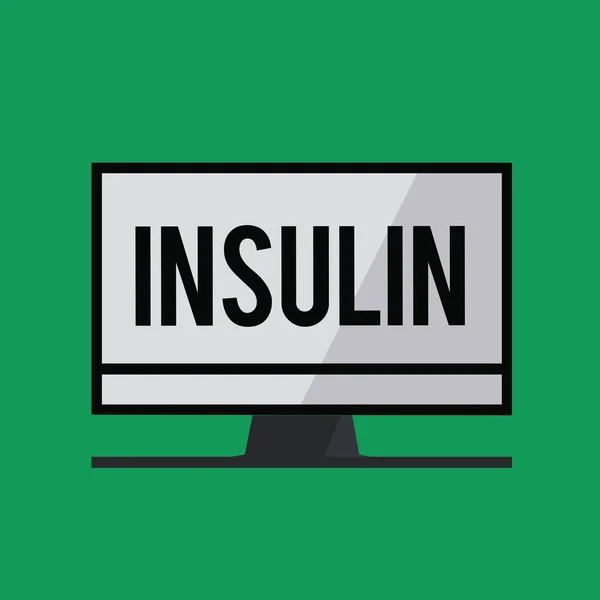 Escrever Bilhete Mostrar Insulina Foto Negócios Mostrando Proteína Hormônio Pancreático — Fotografia de Stock