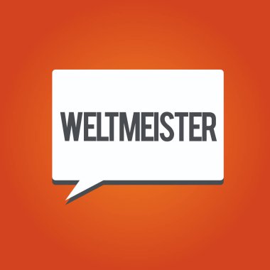 Weltmeister gösterilen Not yazma. Geranalysis vadeli yarışmada dünya şampiyonu kazanan zafer için vitrine iş fotoğraf