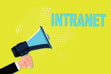 Intranet gösterilen Not yazma. İş fotoğraf vitrine yerel veya sınırlı iletişimleri özellikle özel bir ağ