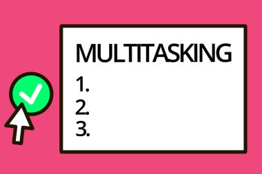 Kavramsal el multitasking gösterilen yazma. İş fotoğraf metin ile birden fazla görevi aynı anda başa çıkabilirim kişi