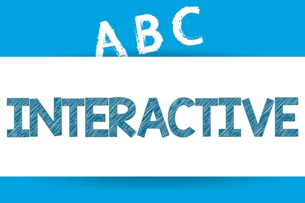 Signo de texto que muestra Interactivo. Foto conceptual Involucrando la conexión de comunicación entre mostrar o cosas —  Fotos de Stock