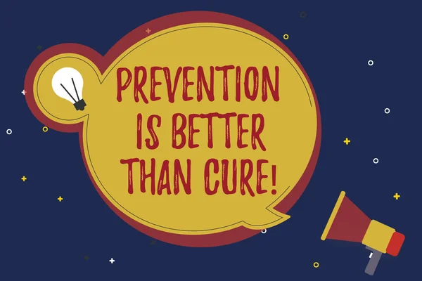 Slovo psaní textu prevence je lepší než lék. Obchodní koncept pro onemocnění je předejít, pokud dříve — Stock fotografie