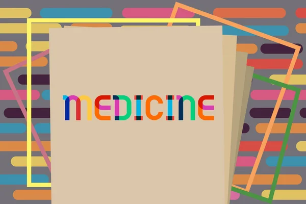 Textschild mit Medizin. Konzeptfoto Eine Substanz oder ein Präparat zur Behandlung von Krankheiten Pillen — Stockfoto