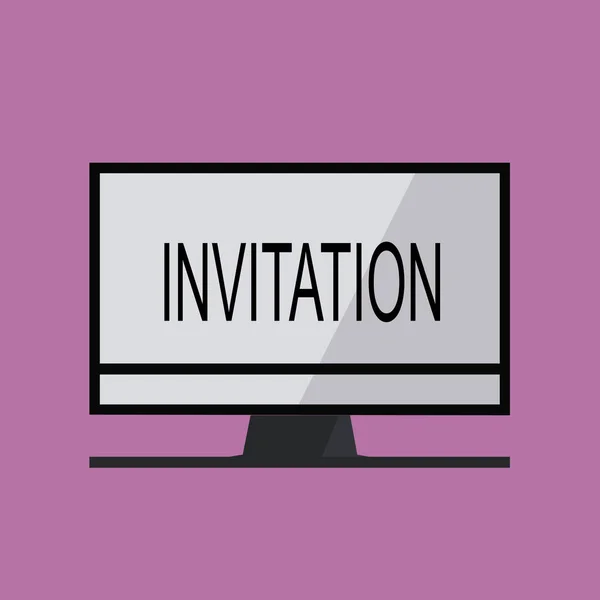 Text sign showing Invitation. Conceptual photo Written or verbal request someone to go somewhere or do something — Stock Photo, Image