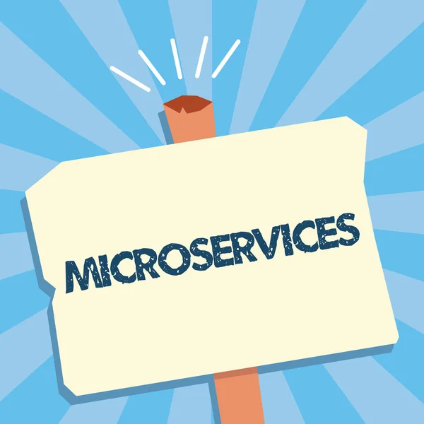 Schreibnotiz, die Mikroservices zeigt. business photo showcasing software entwicklung technik building single function modul — Stockfoto
