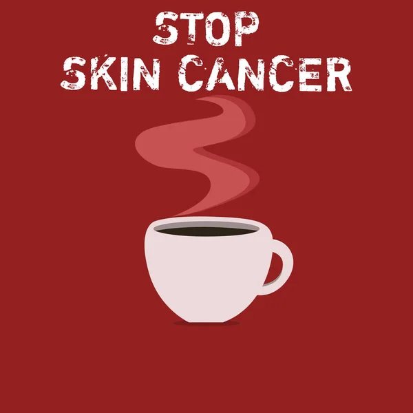 Text tecken visar stoppa hudcancer. Konceptuella foto undvika förlänga exponering för ultraviolett strålning — Stockfoto