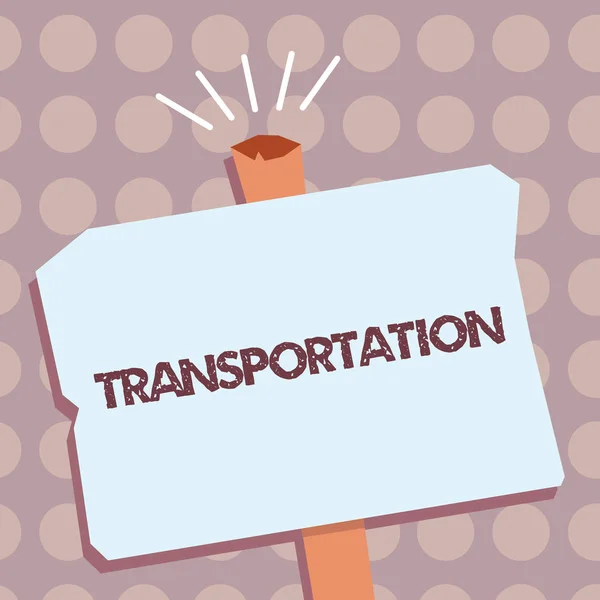 Conceptual hand writing showing Transportation. Business photo text Means of transporting showing and goods System of vehicles — Stock Photo, Image