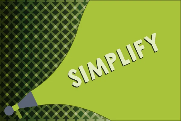 簡素化を示すメモを書きます。単純であるか簡単か理解に解明されて何かを作る事業写真展示 — ストック写真
