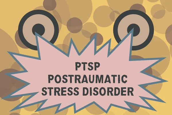 Signo de texto que muestra el Trastorno Postraumático de Estrés Ptsd. Foto conceptual Trastorno mental grave Estrés emocional — Foto de Stock