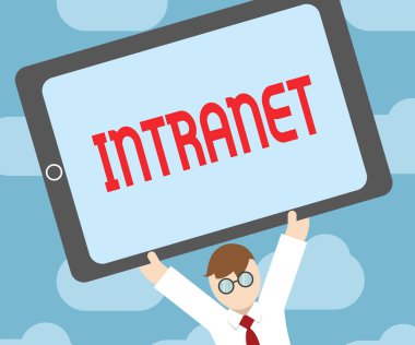 Intranet gösterilen metin işareti. Kavramsal fotoğraf yerel veya sınırlı iletişimleri özellikle özel bir ağ