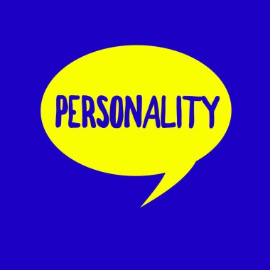 Kişilik gösterilen metin işareti. Kavramsal fotoğraf özellikleri nitelikleri bireysel kendine özgü karakter oluşturmak