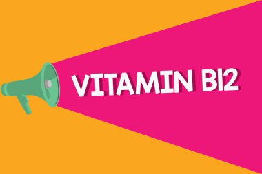 Text sign showing Vitamin B12. Conceptual photo Group of substances essential for the working of certain enzymes clipart