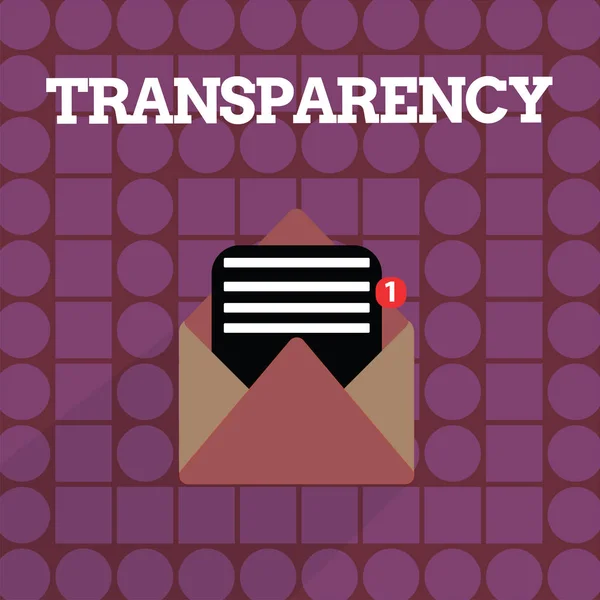 Handgeschreven tekst schrijven van transparantie. Begrip betekenis voorwaarde wordt transparant duidelijk voor de hand liggende duidelijk doorzichtige — Stockfoto