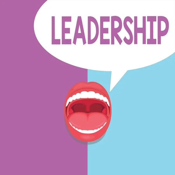 Κείμενο πινακίδα που δείχνει την ηγεσία. Εννοιολογική φωτογραφία ικανότητα δραστηριότητας που αφορούν οδηγεί μια ομάδα προβολή ή εταιρεία — Φωτογραφία Αρχείου