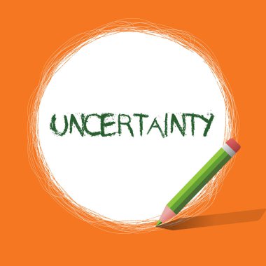 Kavramsal el belirsizlik gösterilen yazma. Belirsiz şüphe bir seçim yapmak zor olmanın devlet vitrine iş fotoğraf