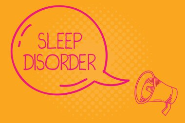 Uyku bozukluğu gösteren yazılı kavramsal el. Kalite, zamanlama ve uyku miktarı iş fotoğraf metin sorunları