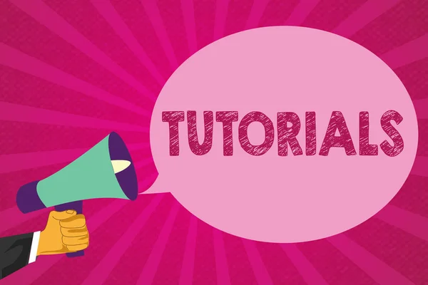 Text tecken visar Tutorials. Konceptuella foto studietid med en handledare förklaring mentorskap utbildning — Stockfoto