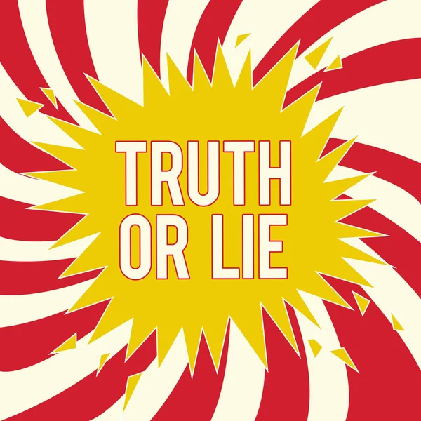 Текст "Правда или ложь". Бизнес-концепция для принятия решения между честным нечестным выбором Сомнения решение — стоковое фото