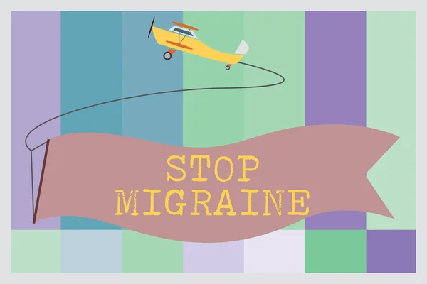 Texte d'écriture de mots Stop Migraine. Concept d'entreprise pour prévenir l'attaque complète des maux de tête Retrait de caféine — Photo