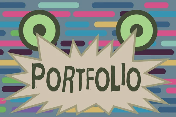 Text sign showing Portfolio. Conceptual photo Examples of work used to apply for a job Combination of shares