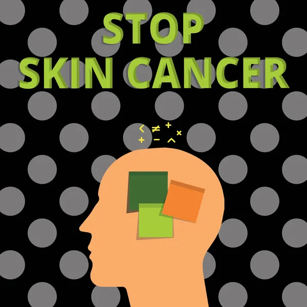 Tekst pisma zatrzymać raka skóry. Koncepcja przedłużać co oznacza unikanie ekspozycji na promieniowanie ultrafioletowe — Zdjęcie stockowe