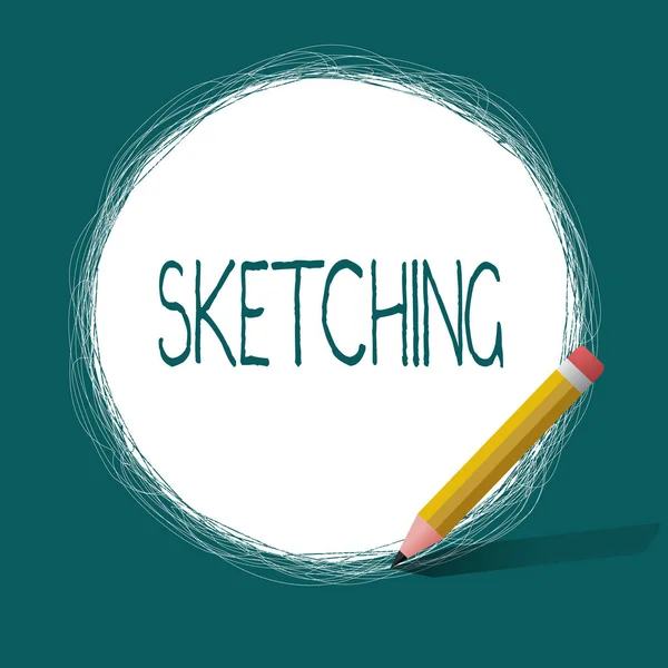 Escritura a mano conceptual que muestra Sketching. Texto de la foto de negocios Hacer un dibujo en bruto de algo Plan de diseño Proyecto de Idea —  Fotos de Stock