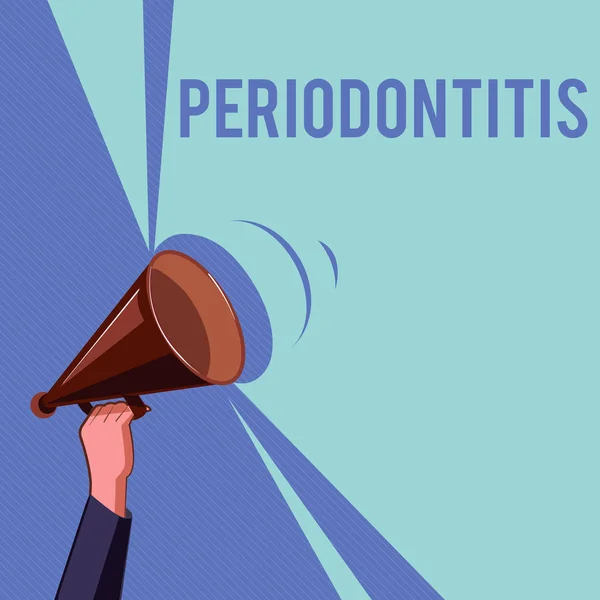 Signo de texto que muestra periodontitis. Foto conceptual Hinchazón del tejido alrededor de los dientes Encogimiento de las encías —  Fotos de Stock