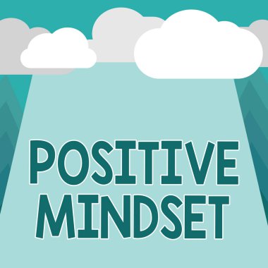 Pozitif zihniyeti gösteren kavramsal el yazısı. İş fotoğraflarında zihinsel ve duygusal tavırlar sergileniyor.