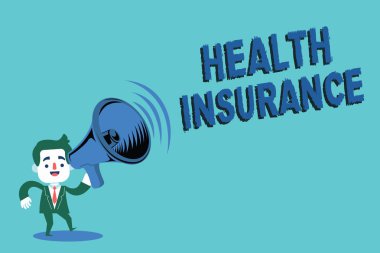 Sağlık sigortası gösterilen Not yazma. İş fotoğraf kapsama vitrine tıbbi ve cerrahi masraflarını öder 