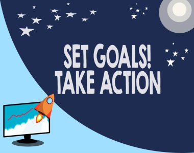 Ayarla hedefleri almak eylem gösteren Not yazma. Hareket üzerinde belirli bir vitrine ve açıkça koydu planları iş fotoğraf