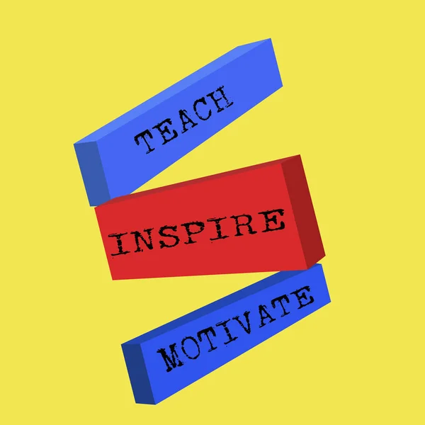 Word tekst intoetsen Teach Inspire motiveren. Businessconcept voor Spark de verbeelding te voelen de noodzaak om te leren — Stockfoto