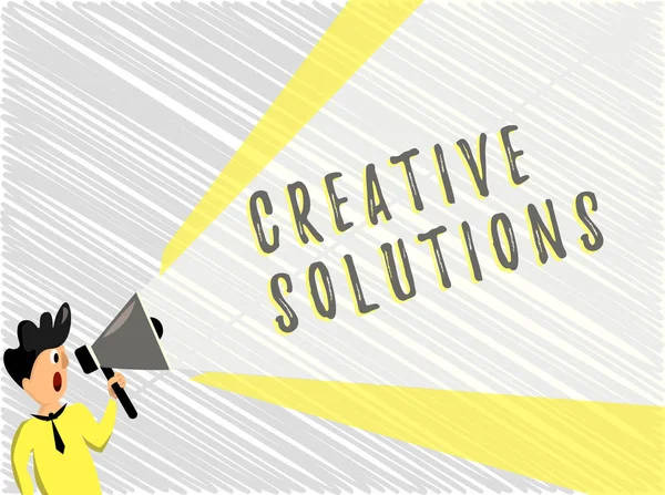 Ordskrivande text Creative Solutions. Affärsidé för Original och unikt tillvägagångssätt för att lösa ett problem — Stockfoto